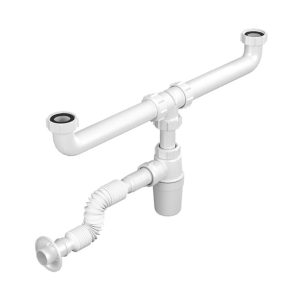 Double Bowl with Bottle Trap with Extensible Hose